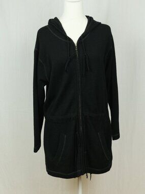 Eric Bompard Cashmere Zip-Up Hoodie Black Knitwear Size S